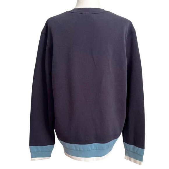 LACOSTE MEN'S NAVY DUSTY BLUE WHITE STRIPED CREWNECK LONG SLEEVE SWEATSHIRT - XL - Picture 4 of 6